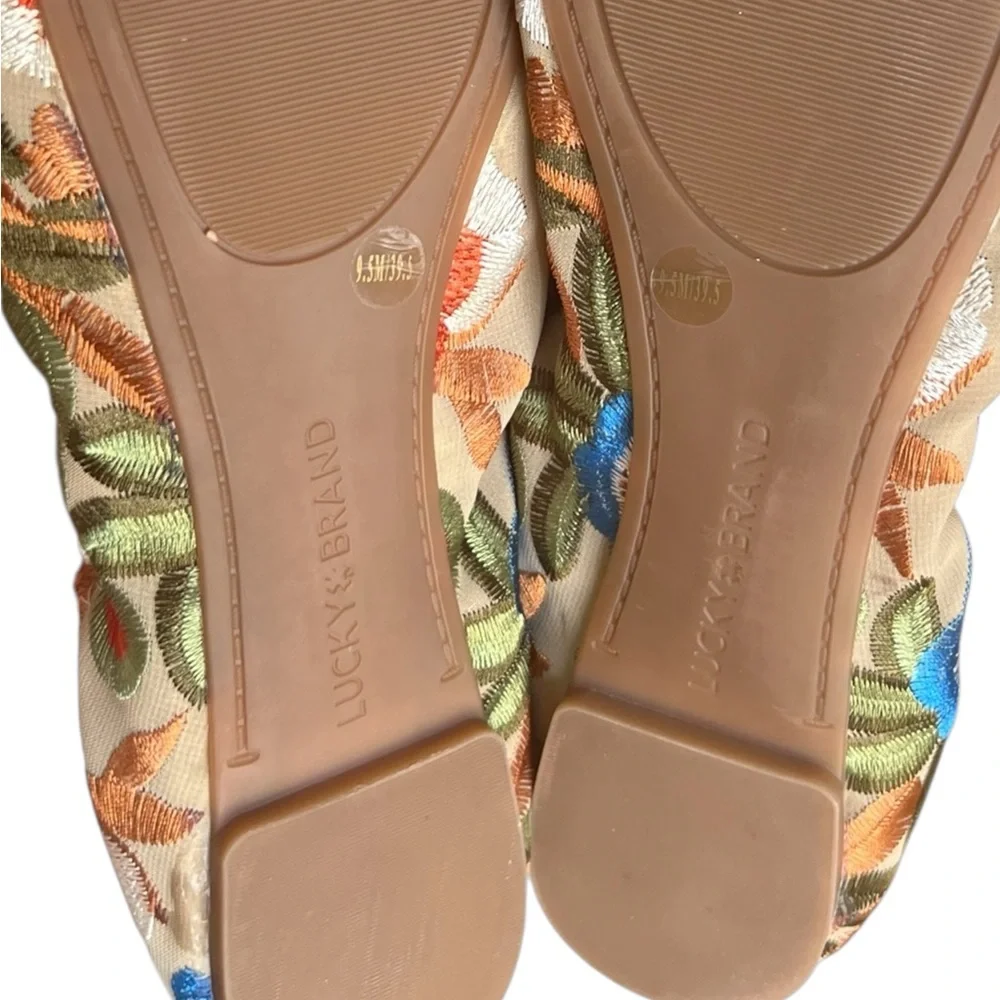 Lucky Brand Floral Embroidered Multicolored Ballet Flats Size 9.5 m - Picture 5 of 7